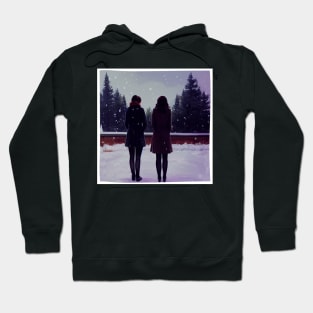 The Girls Watching the Snow at Winter - I Smell Snow - Christmas Hoodie